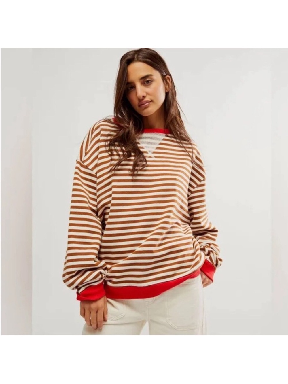 Free People We The Free Classic Striped Oversized Crewneck sweatshirt. NWT